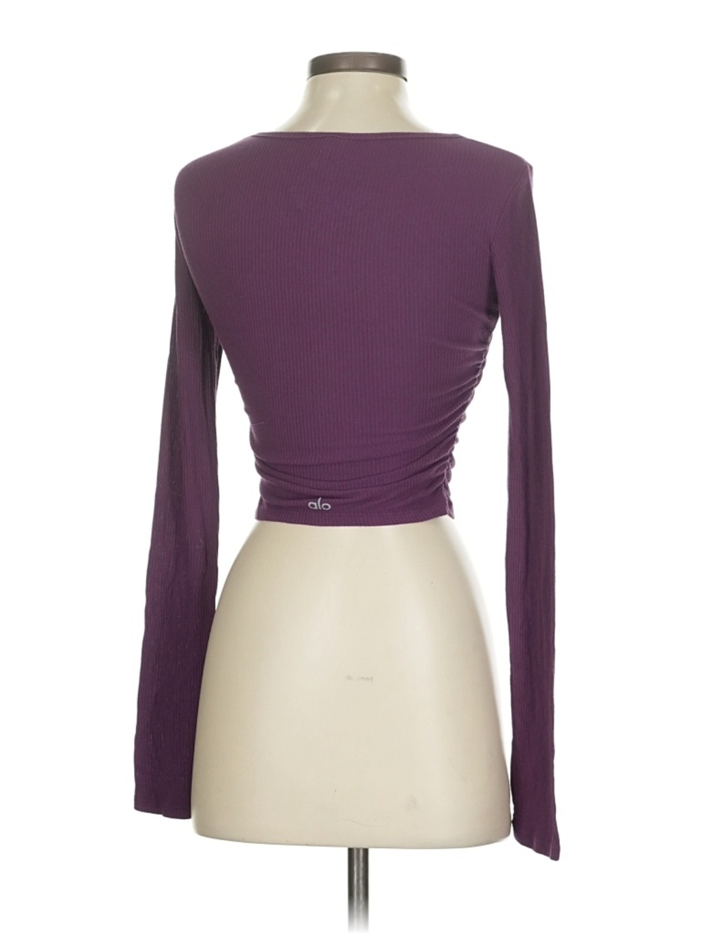 Alo Yoga Gather Ribbed Long Sleeve Top Purple Size Small